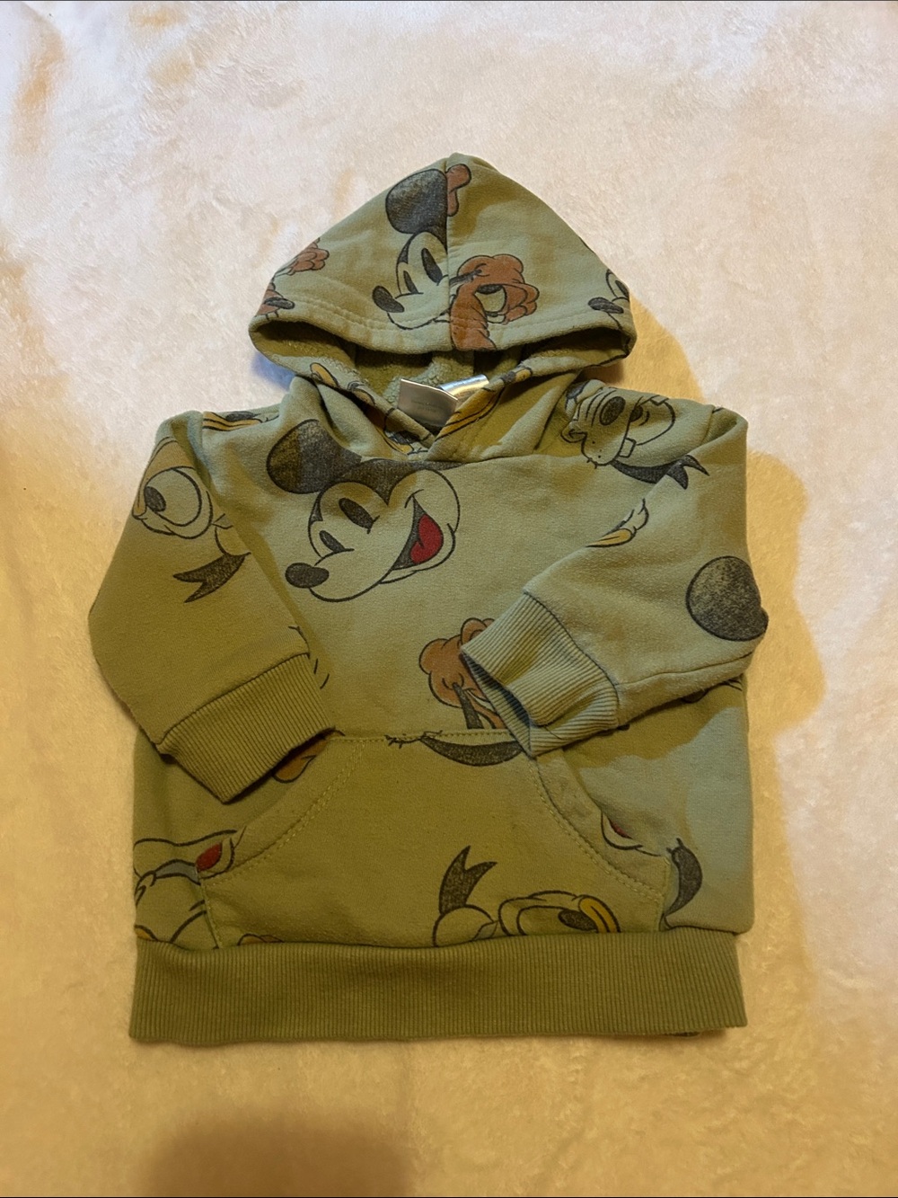 Disney Olive Green Mickey Mouse Print Hoodie
